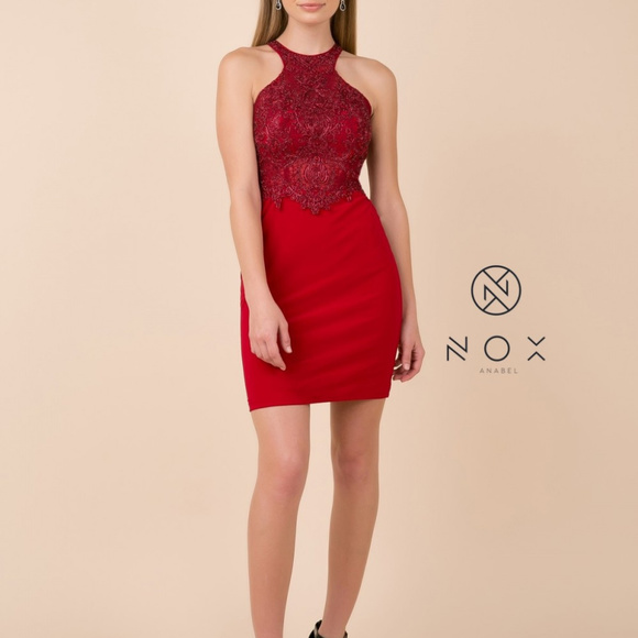 Burgundy Sheath Cocktail Short Dress